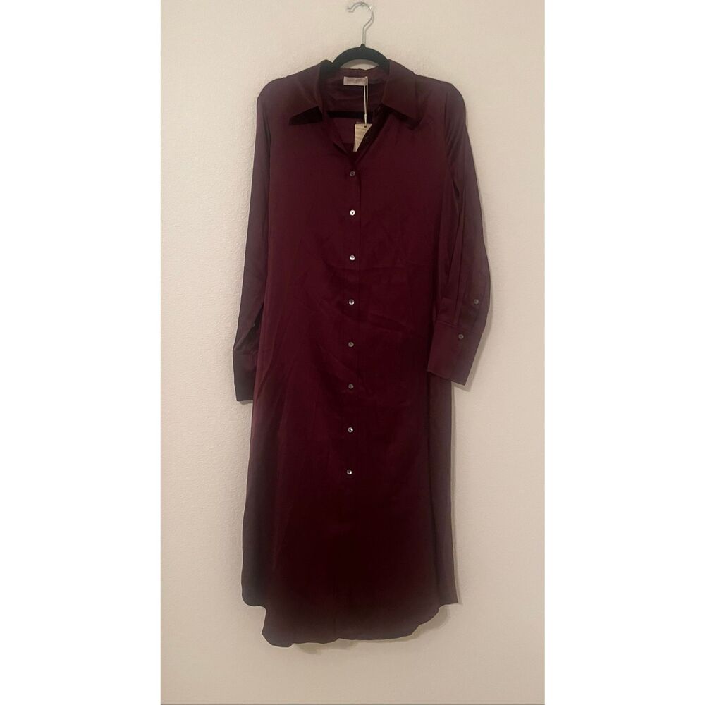 Ramy Brook Victoria Stretch Silk Tie-Waist Shirtdress NEW NWT